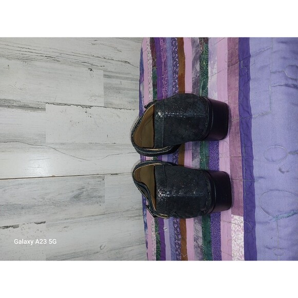 NURSE MATES CHELSEA BLACK LEATHER MERMAID BUCKLE CLOG SHOES SLIP PROOF SZ 11 - Picture 7 of 10